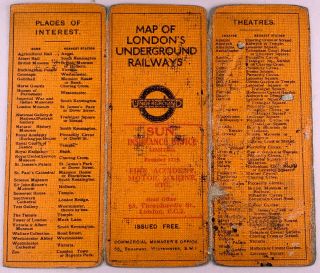 January 1927 Fh Stingemore London Underground Pocket Map W/ Overprint