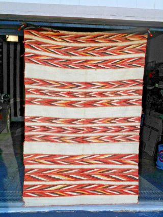 Old NAVAJO NAVAHO Indian Rug/Blanket.  Zoned Design w/Wedge Weave - Like Bands.  NR 3