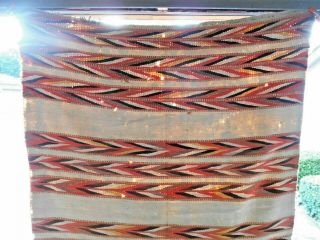 Old NAVAJO NAVAHO Indian Rug/Blanket.  Zoned Design w/Wedge Weave - Like Bands.  NR 4