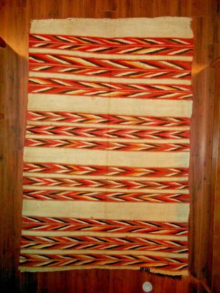 Old NAVAJO NAVAHO Indian Rug/Blanket.  Zoned Design w/Wedge Weave - Like Bands.  NR 6