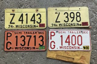 4 Wisconsin Truck & Semi Trailer License Plates Special Z