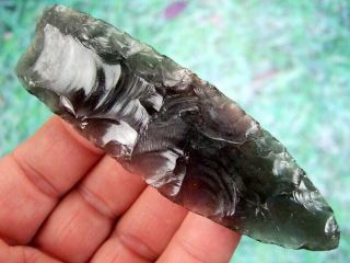 Fine 4 1/4 inch Obsidian California Clovis Point with Arrowheads Artifacts 2