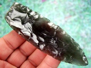 Fine 4 1/4 inch Obsidian California Clovis Point with Arrowheads Artifacts 6