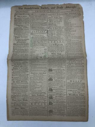 Pennsylvania Packet Newspaper March 1787 Announcing Of Constitutional Convention