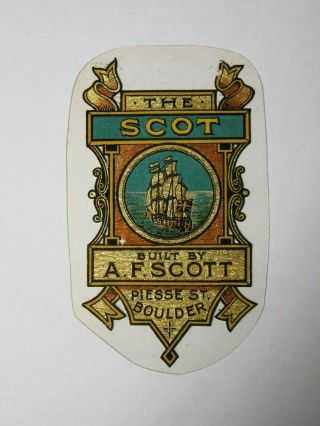 038 The Scot - Af Scott Piesse St Boulder Vintage Bicycle Decal Transfer Badge