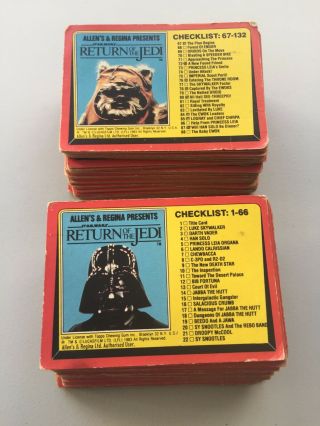 Ultra Rare Complete Set Of Allen’s & Regina Nz Star Wars 1983 Topps Rotj Cards