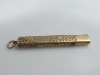 14k Gold English Victorian Toothpick Holder 3.  9 Dwt