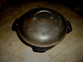 Griswold Erie Pa.  No.  7 Cast Iron Tite - Top Dutch Oven With Lid Large Logo