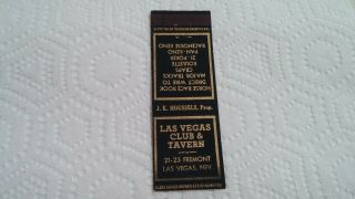 Old Vintage Matchbook Cover Las Vegas Club & Tavern 21 - 23 Fremont Las Vegas Nv