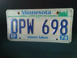 1978 Minnesota License Plate A Real Beauty 10.  000 Lakes