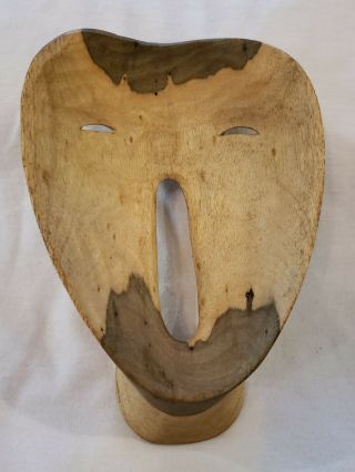 Hibiscus Wood Face Wall Mask Indonesian Bali Carved Decor Scream Open Mouth Yawn 2