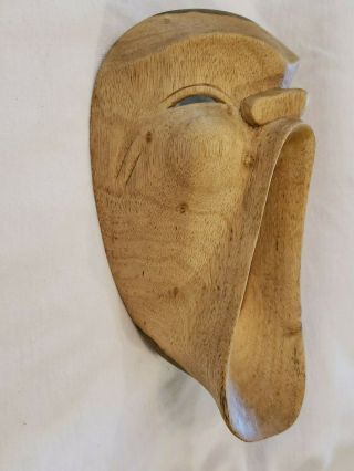 Hibiscus Wood Face Wall Mask Indonesian Bali Carved Decor Scream Open Mouth Yawn 3
