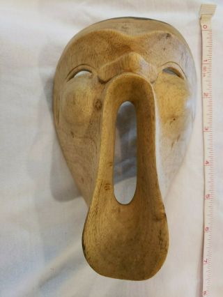 Hibiscus Wood Face Wall Mask Indonesian Bali Carved Decor Scream Open Mouth Yawn 4