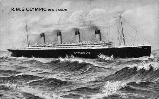 Olympic Titanic Sister Ship White Star Early 1912 Written On Board In Queenstown