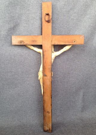 Big antique french crucifix cross wood and bone or meerschaum 19th century jesus 4
