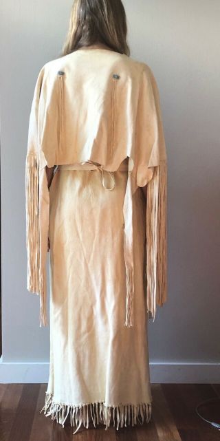 Buckskin Dress,  Handmade with fringe,  beadwork & shawl,  PowWow Regalia 3