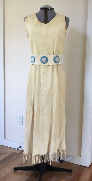 Buckskin Dress,  Handmade with fringe,  beadwork & shawl,  PowWow Regalia 5