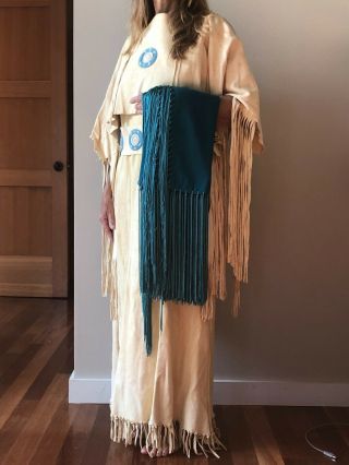 Buckskin Dress,  Handmade with fringe,  beadwork & shawl,  PowWow Regalia 9