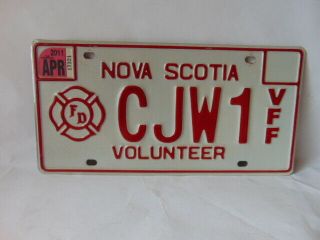 2011 Nova Scotia License Volunteer Fire Fighter Plate Cjw1