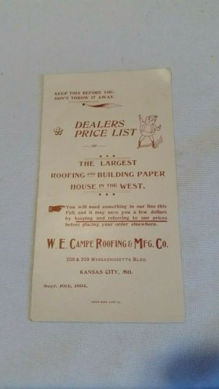 1894 Kansas City Missouri Advertising Booklet W E Campe Roofing Mfg Co