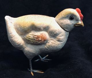 Antique Germany Paper Mache Chicken Candy Container With Glass Eyes