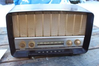 Vintage 1958/59 Marconi Tube Radio Model 623 Brown Home Decor