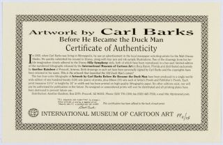Carl Barks “Before He Became The Duck Man” Signed And Numbered Print PP11/15 3