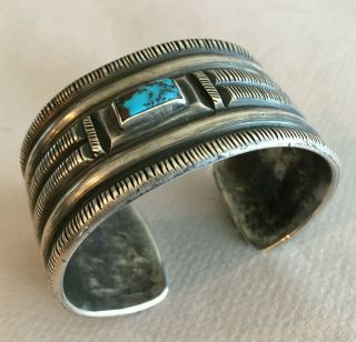 Jock Favour Heavy Bisbee Turquoise Bracelet Coin Silver - 115g.