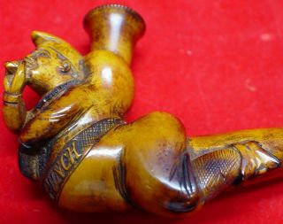 VINTAGE 1800 ' S MEERSCHAUM PIPE TANSILLS MR.  PUNCH WITH AMBER STEM 12