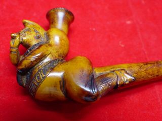 VINTAGE 1800 ' S MEERSCHAUM PIPE TANSILLS MR.  PUNCH WITH AMBER STEM 3