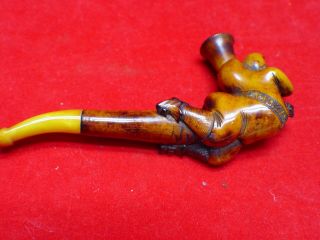 VINTAGE 1800 ' S MEERSCHAUM PIPE TANSILLS MR.  PUNCH WITH AMBER STEM 4