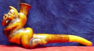 VINTAGE 1800 ' S MEERSCHAUM PIPE TANSILLS MR.  PUNCH WITH AMBER STEM 9