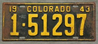Colorado.  1943.  License Plate.