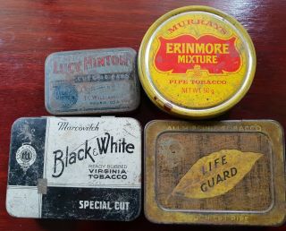 4 Tobacco Tins Life Guard,  Black & White Australia,  Lucy Hinton Erinmore Mixture