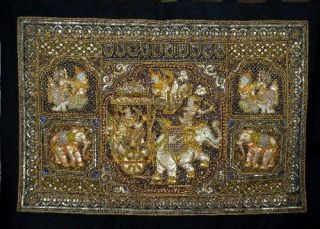 Kalaga Burmese Tapestry Large Fine Quality Prince With Sacred White Elephant