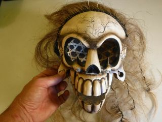Hand Carved Indonesian Ceremonial Skull Death Demon Mask Halloween Balinese