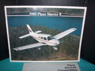 1981 Piper Warrior 11 " Airplane " Sales Brochure W/operating Economics Guide
