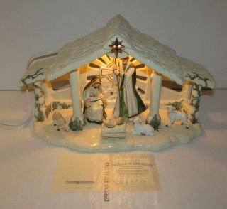 2003 Hawthorne Village Irish Nativity Holy Creche Lambs W/holy Family Porcelain