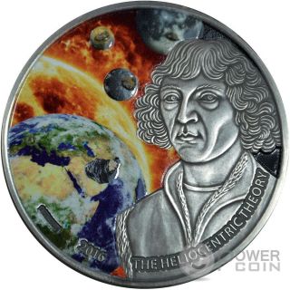 Heliocentric Theory Copernicus 1 Oz Silver Coin 1000 Francs Burkina Faso 2016