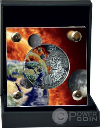 HELIOCENTRIC THEORY Copernicus 1 Oz Silver Coin 1000 Francs Burkina Faso 2016 3