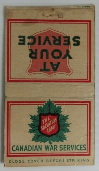 Vintage Wwii Salvation Army Canadian War Services Matchbook Cover Lot3 (inv24394)