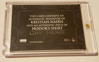 2019 Game of Thrones Inflexions Kristian Nairn - HODOR - Cut AUTO Shirt Relic SSP 2