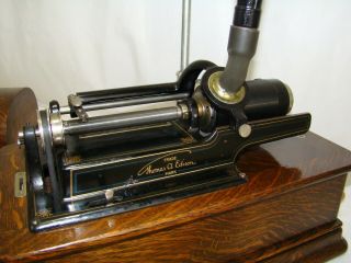 EDISON HOME MODEL D PHONOGRAPH 2 & 4 Min.  with WOOD CYGNET HORN 9
