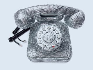 Blingustyle 3rd - Generation Unique U.  K Sign Retro Sliver Crystal Real Telephone