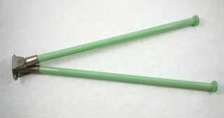 Vintage Jadeite Green Wall Mounted Glass Towel Rack With Two Hinged Bars