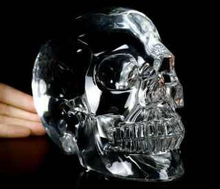 Lifesized 6.  8 " K9 Crystal Carved Crystal Skull,  Realistic,  Crystal Healing