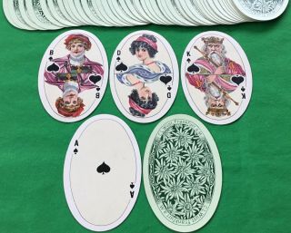 Old Antique Wust Oval Patience Playing Cards Kartenspielen Cartes Speelkarten