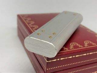 Auth CARTIER Santos de Cartier Rivets Oval Lighter w Case & Papers Silver/Gold 8