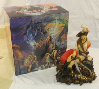 Myths & Legends Nude Girl Pirate Skull Statue Hand Painted By W.  U.