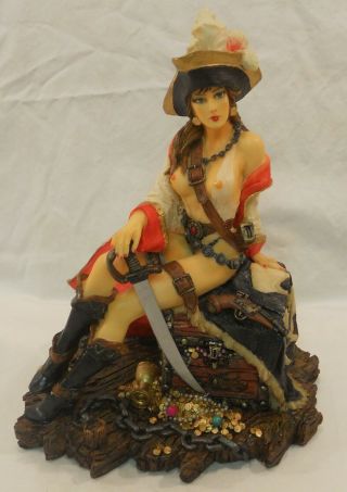 Myths & Legends Nude Girl Pirate Skull Statue Hand Painted by W.  U. 4